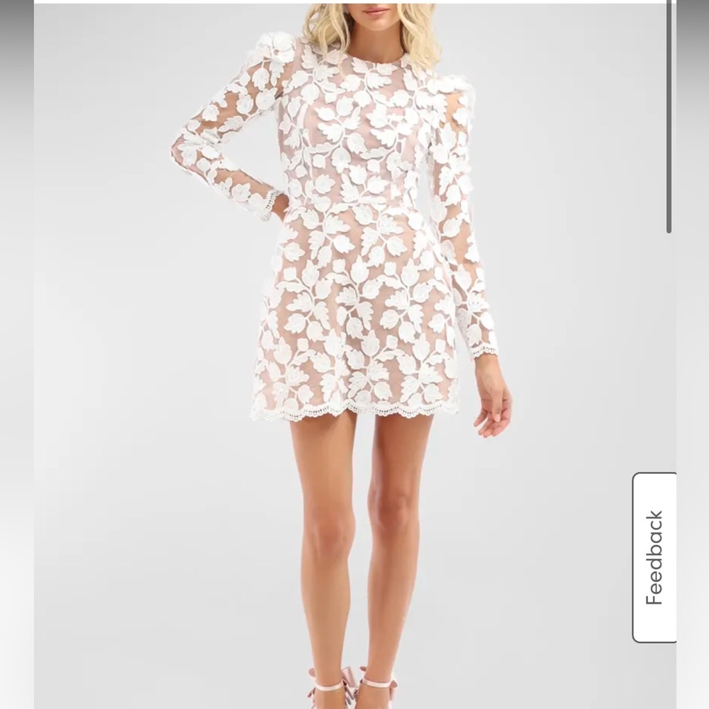 Helsi Christy White Scalloped Floral Appliqué Mini Dress